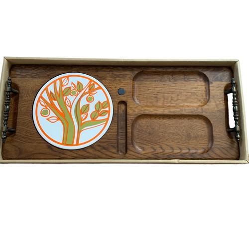 Vintage 60s Imperial TILE Wood Cheese Board Charcuterie Serving Tray