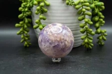 Pink Amethyst w/Flower Agate Sphere 2.5"