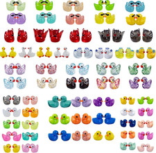 122 PCS Mini Ducks Resin,Colorful Multiple Styles Tiny Animals,Little Small C...