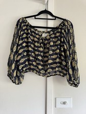 Sir the Label 100% Silk Crop Blouse Size 1 AU 8 Holiday Resort Wear Top