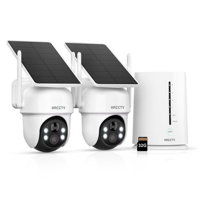 ARCCTV 4MP Solar Security Camera System Outdoor Wireless Pan/Tilt WiFi Mini NVR