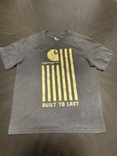 Carhartt Men’s Relaxed Fit T-Shirt Large Cotton Workwear Casual Camo Flag Tee