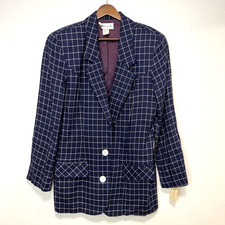Vintage NWT Christina James Windowpane Plaid Business Casual Blazer Jacket Sz 10