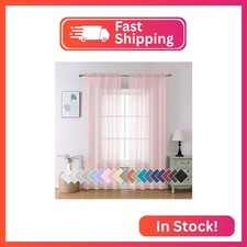 Aiyufeng Blush Pink Sheer Curtains 84 Inches Long 2 Panels Set, Light Filtering
