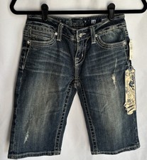 Miss Me Girls Cropped Denim Capris Jeans Size 14 JPK5109CR NWT Stretch Bling