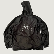 VTG 90s Nike Windbreaker Black Nike Air Embroidered Fleece Lined Hooded Size M