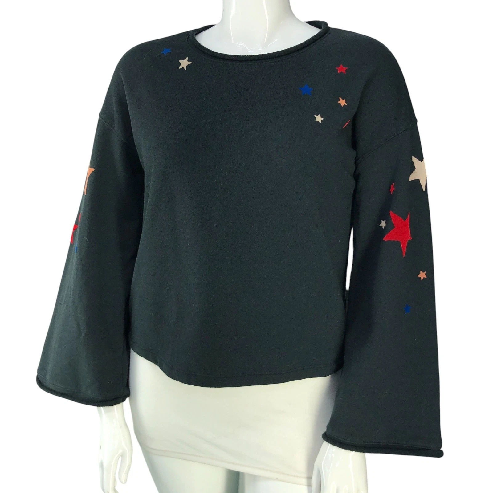 Miles by Madewell Womens Size M Sweater Starry Night Sweatshirt Flare Sleeve