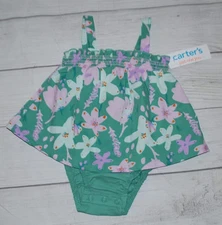 9 Months Carter’s Sleeveless Romper. Light green Flowers.