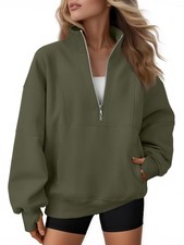 Women's Quarter Zip Oversized Sweatshirt Fleece Mock Neck Pullover