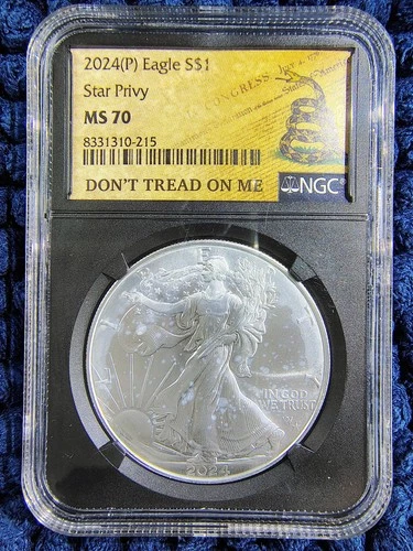 2024-P American Silver Eagle $1 - Star Privy - NGC MS 70 -Don't Tread On Me Slab