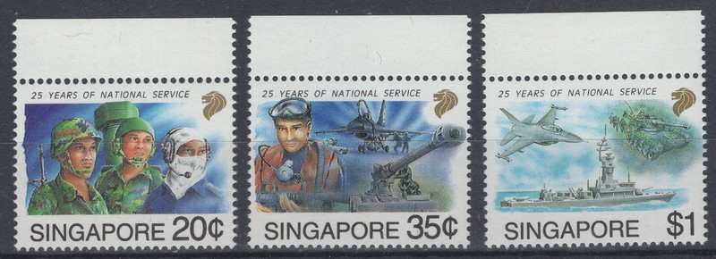 Singapore 1992. Natl. Military Forces, 25th Anniv. Scott # 631-633. MNH, VF