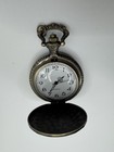Quartz Full Hunter Pocket Watch Bronze Tone Firefighter Theme White Dial — photo 4