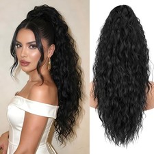24" Claw Clip Ponytail Extension, Natural Looking Clip in Synthetic Hairpiece