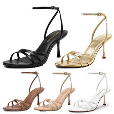 DREAM PAIRS Women's Strappy Heel Sandals Ankle Strap Kitten Heel Party Sandals