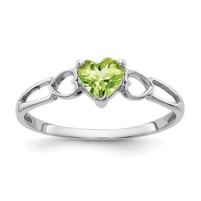 10 Karat Weißgold poliert echter Peridot Geburtsstein Ring Größe 6 für Frauen 0,96 gm