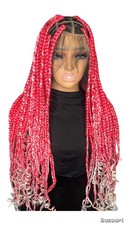 SYNTHETIC BRAID HAIR EXTENSION RED/PINK 31-40 IN CURLY ENDS WOMEN