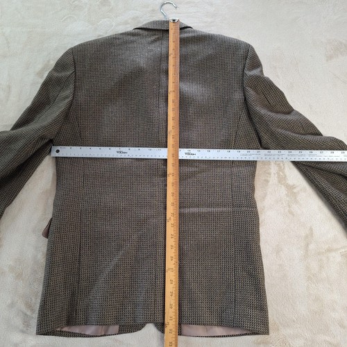 Jones New York Blazer Mens 39 Brown Wool Sport Coat Houndstooth Classic Jacket - Picture 7 of 13