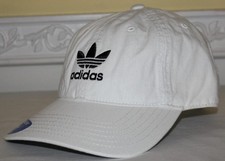Adidas Trefoil WHITE BLACK Adjustable Fit Strapback Cap Originals Relax S9