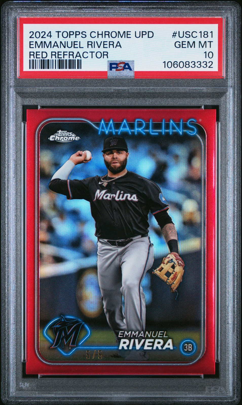 2024 Topps Chrome Update #USC181 Emmanuel Rivera Red Refractor PSA 10