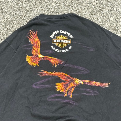 Grail Vintage 90s Harley-Davidson TShirt Mens XL Eagle Lightning Milwaukee USA - Picture 3 of 6
