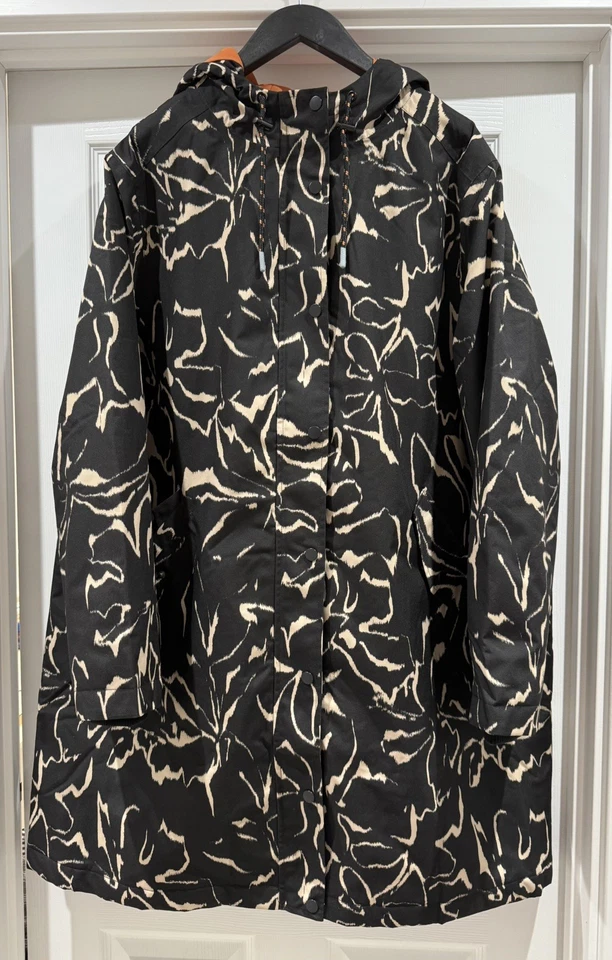 White Stuff Willow Waterproof Coat- Black/Neutral/Orange Colours- Size 22- BNWT - Image 4 of 4