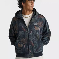 NEW Adidas JY2775 Camoflage FZ Track Top 3 Stripe Full Zip Hoodie Jacket Men's L