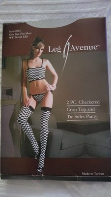 Leg Avenue 2 pc Checkered Crop Top and tie sides panty 