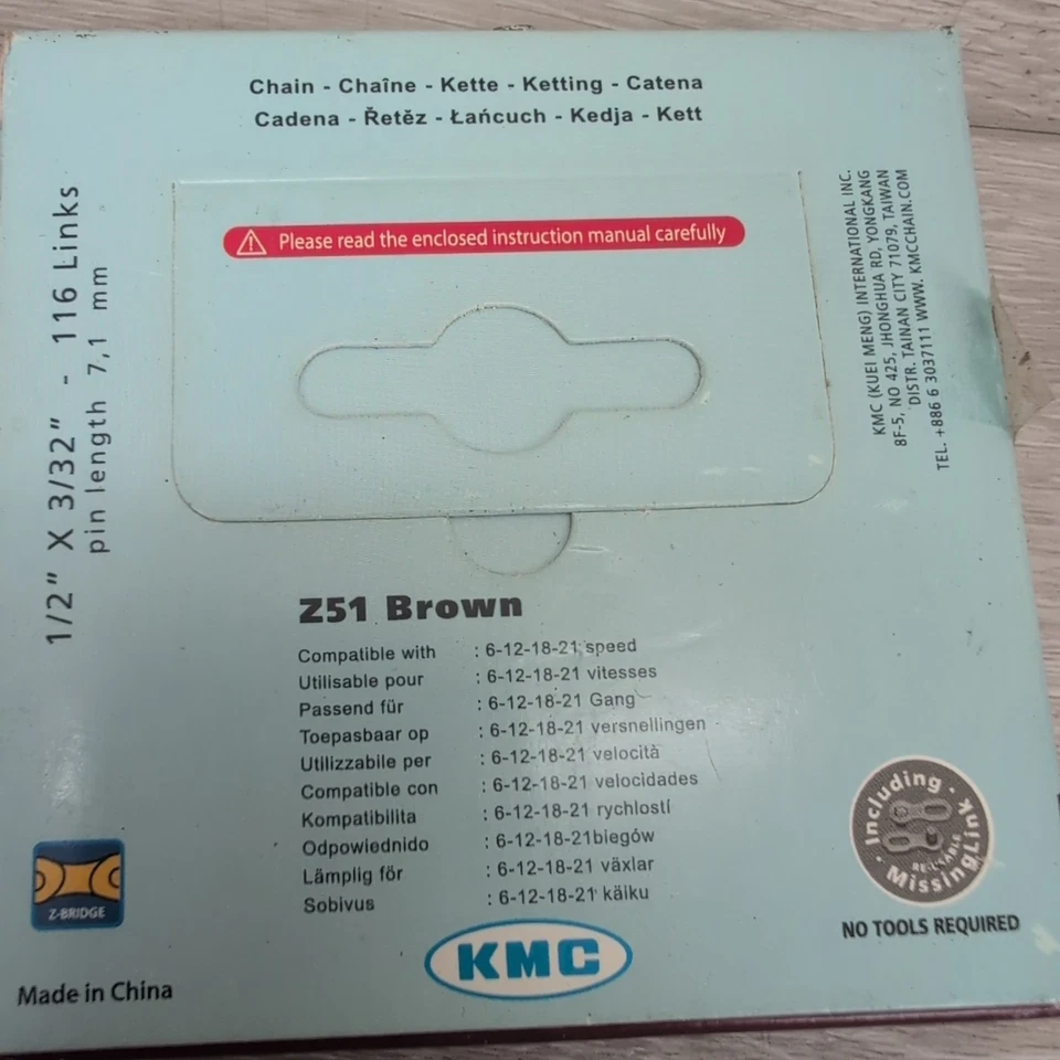 Lote De 3 Cadena Bicicleta KMC Z51 116 Eslabones 18/21/24 Velocidades 1/2" x 3/32" Nuevo Foto 4 de 4