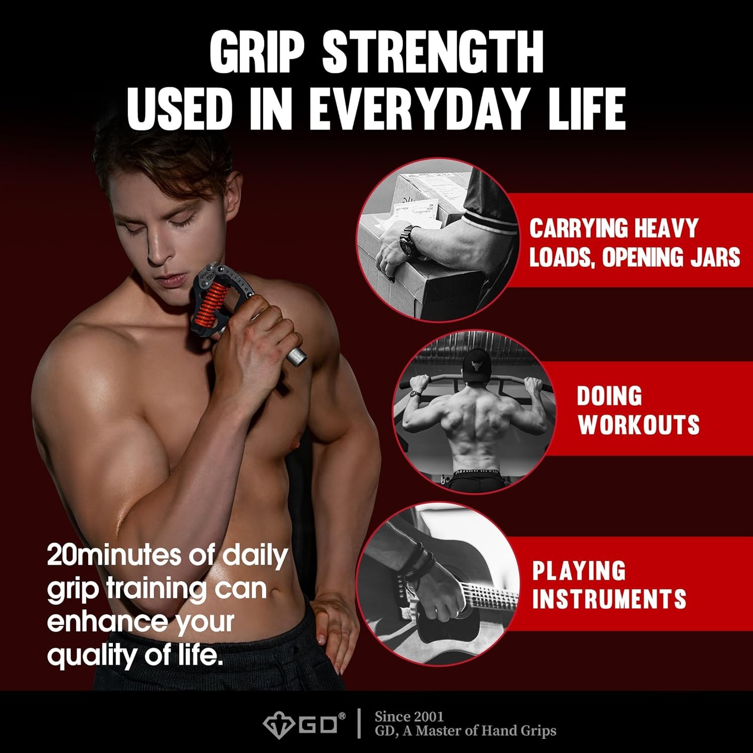 IRON GRIP Grip Strength Trainer Adjustable Hand Gripper Strengthener Hand Grip E