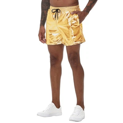 Short élastique pour Homme Doré métallisé Brillant Disco Dance Party, doré, L - Photo 1/4