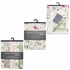 Gerber Modern Moments Floral Crib Sheet Blanket Set Pink Green Baby