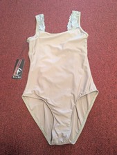 Wear Moi Amina Nude Tank Leotard With Romantic Lace Straps Open Back Ballet NWT