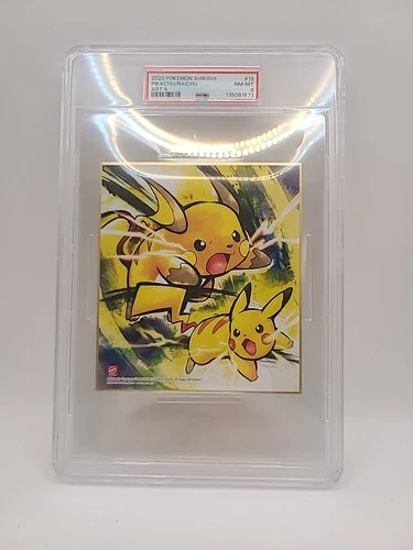 Graded 2020 Pokemon Shikishi ArtBoard - #15 Pikachu & Raichu - PSA 8NM-MT -...