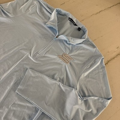 Travis Mathew Pullover Mens XXL Blue Networking Quarter Zip Sweatshirt Pockets