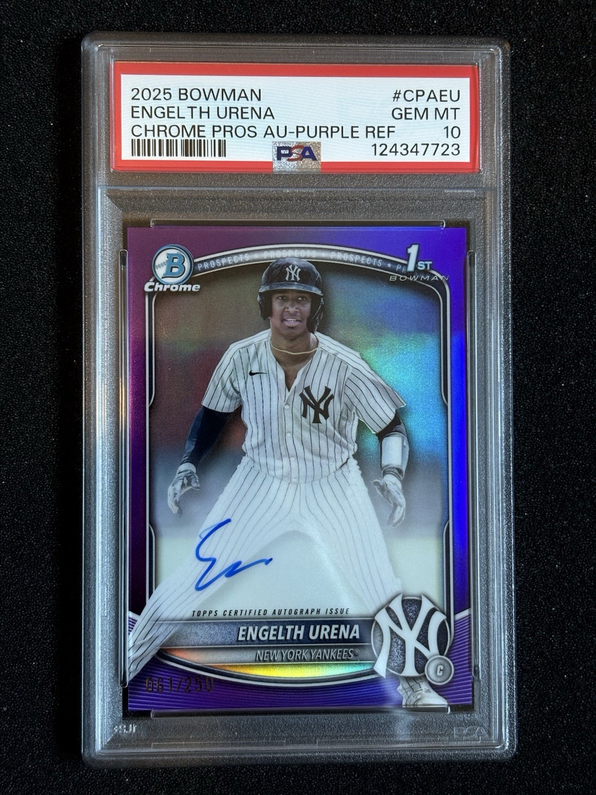 ENGELTH URENA 2025 Bowman Chrome Purple Refractor 1st RC Auto /250 PSA 10