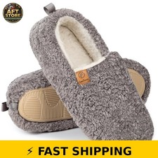 EverFoams Women  s Soft Curly Memory Foam Slippers - Grey, Size 9-10