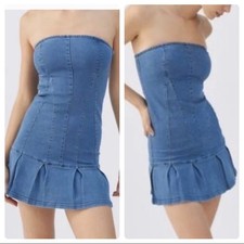 Urban Outfitters Brandi Indigo Strapless Mini Dress Denim Jean Blue Medium