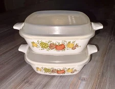 Vintage Corning Ware Petite Spice of Life Mini Baking Dishes with Lids P-41-B