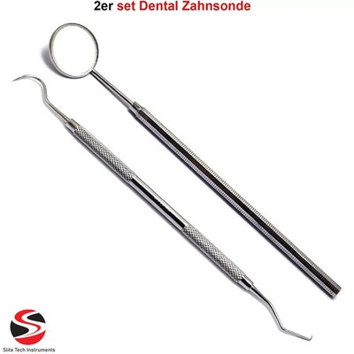 ''2er Set Dental Mundspiegel & Zahnsteinentferner   Zahnarzt Sonde Instrumente''