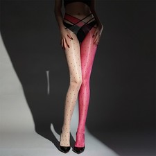 Polka Dot Unique Cross Waist Stockings Ultra Sheer Oily Shiny Pantyhose Tights