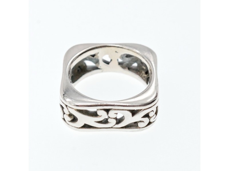 925 Sterling Silver Square Openwork Ring Size 6.5 - image 3