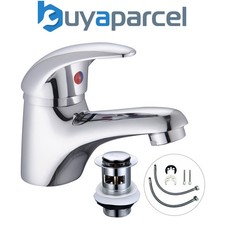 Cloakroom Basin Mixer Tap Chrome Basin Sink Mono Bathroom + Fixings + Waste