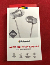 Polaroid Wired In-Ear Earbuds 3.5mm Noise Isolating Mic White/Silver 1.2m