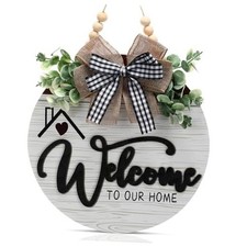 12 Inch 3D Welcome Sign for Front Door- Farmhouse Welcome Door Sign for white