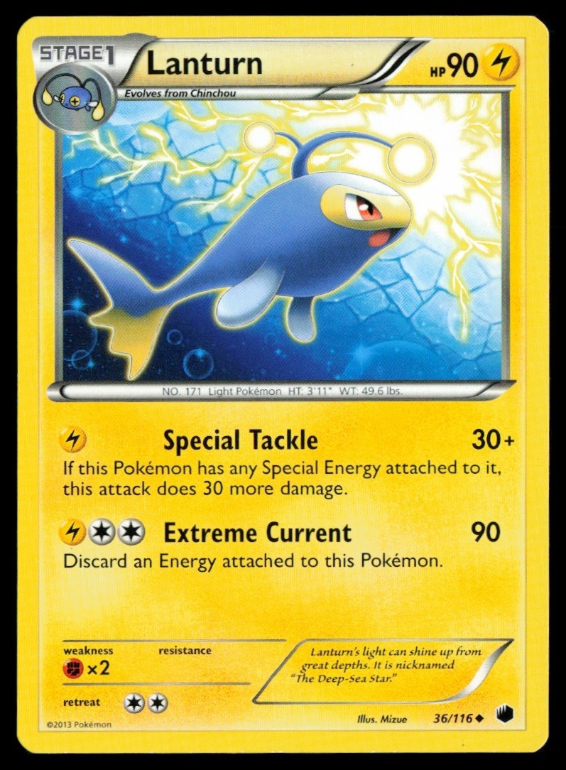 2013 Black & White - Plasma Freeze Lanturn #36 Non Holo Pokemon Card