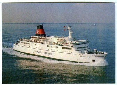 Versand Postkarte - DFDS Hamburg nach Harwich Fähre Prinz / Prince Hamlet unbespielt