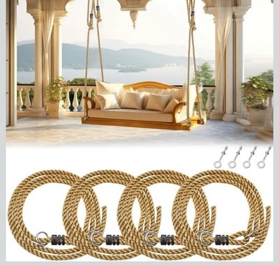 4 Pack Porch Swing Rope Kit Swing Bed Straps Holds 800 Lbs Adjustable Polypropyl
