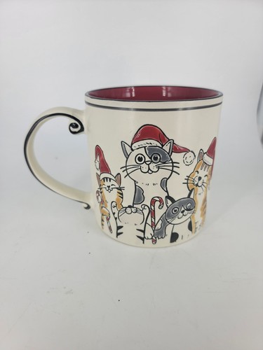 Eli+Ana Christmas 2023 Cats With Hats Large Etched Ceramic Coffee Mug - Picture 2 of 9
