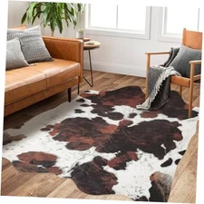 Cow Hide Rug 4.6x5.2 FT Cow Print Rugs Small Faux 4.6x5.2ft Triple Cow Rug