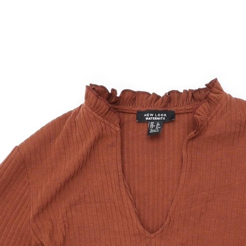 New Look Womens Brown Polyester Shift Size 12 V-Neck Pullover - Picture 5 of 10